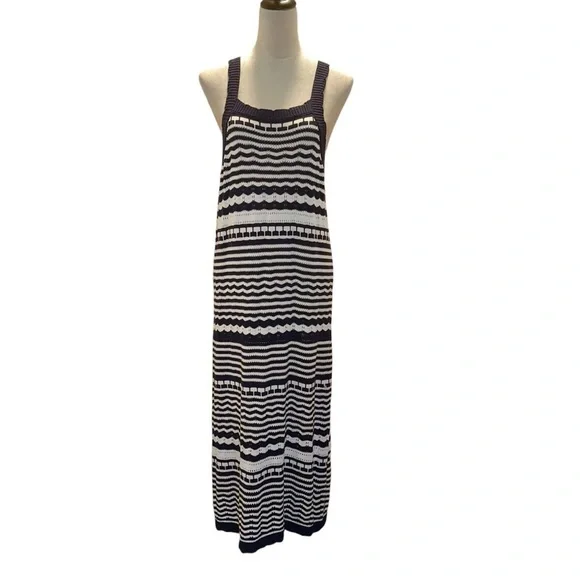 Joie Crochet White Blue Maxi Sleeveless Dress XL NWT - Picture 3 of 10